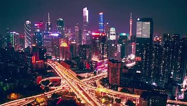 4k航拍广州珠江新城CBD夜景灯光视频的预览图